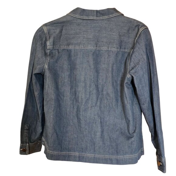 Vintage Denim Jacket Embroidered Pockets Button Front Long Sleeve grannycore - Picture 3 of 7